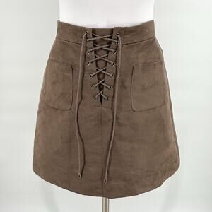 Beltaine Women’s Brown Taupe Sueded A-line Skirt Size M New Bloomingdale’s